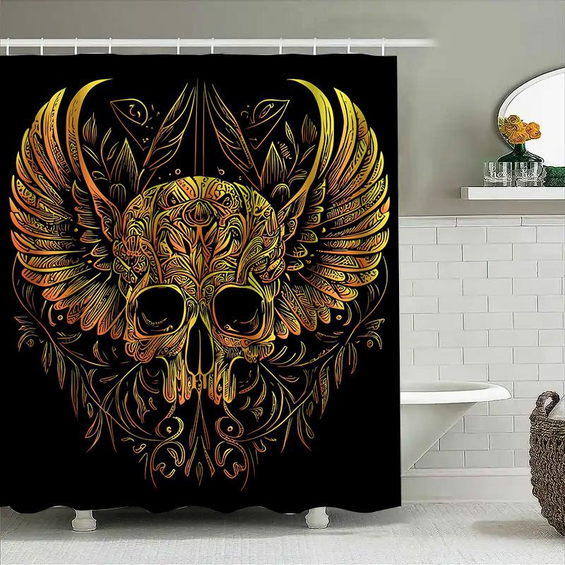 

Tuniu Skull Pattern Shower Curtain, Gothic Decor, Spooky Bathroom, Skull Art, Horror Theme, Dark Shower Curtain, Unique Design W60H190(CM)-1 Pcs