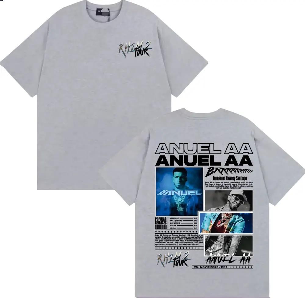 Rapparen Anuel AA Rhlm 2 Album 2025 Turné T-shirts Män Kvinnor Mode Hip Hop High Street Bomulls-sweatshirt Streetwear Plus Size