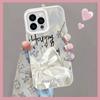 Upgraded Glitter Silver Case Happy Birthday Bowknot Printed Protective Shell Shockproof Full Back Cover for iPhone Samsung