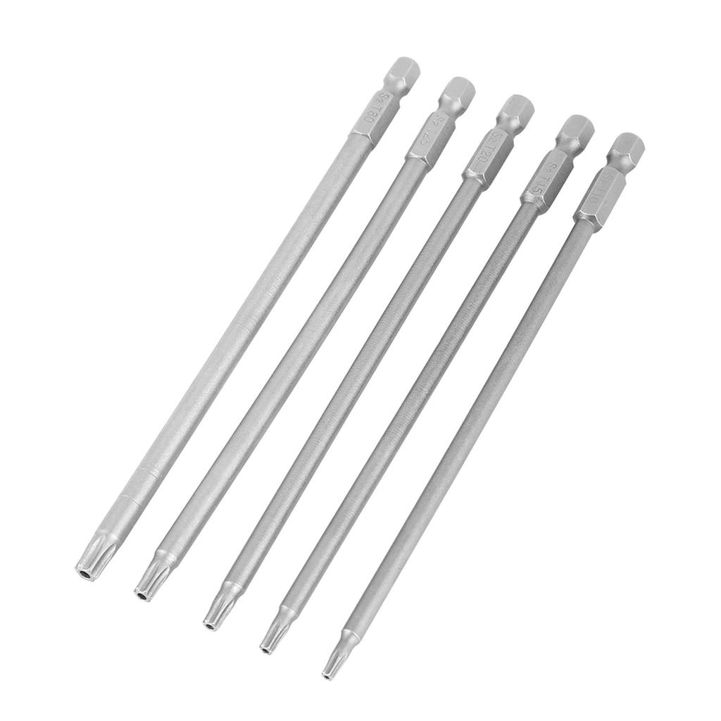 5 Stück 150mm 14" Sechskantschaft T10T30 Magnetische Sicherheits-Stern BST Schraubendreher-Bits Satz