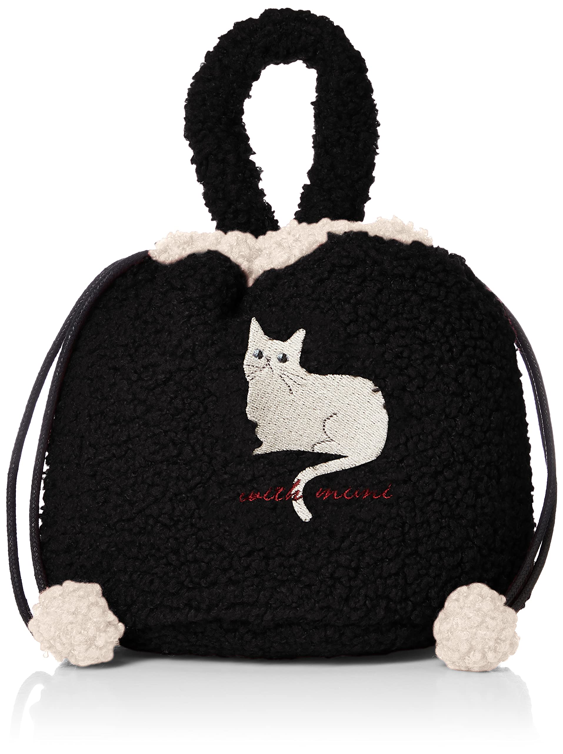 Noah Family Drawstring Pouch, Boa Ears, Black