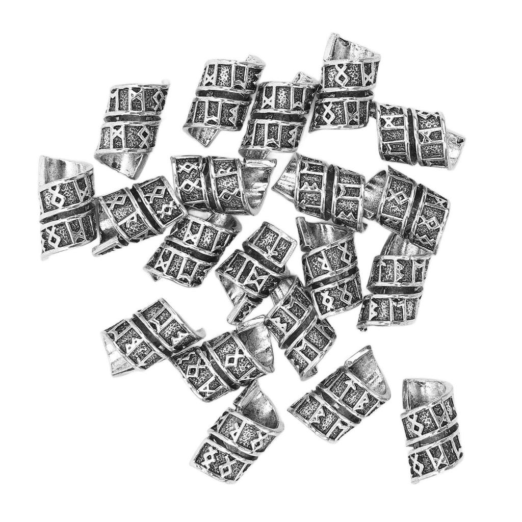 20Pcs Antique Dreadlocks Beads Large Hole Cool Fashionable Beard Beads for Hair Decoration DIY Project