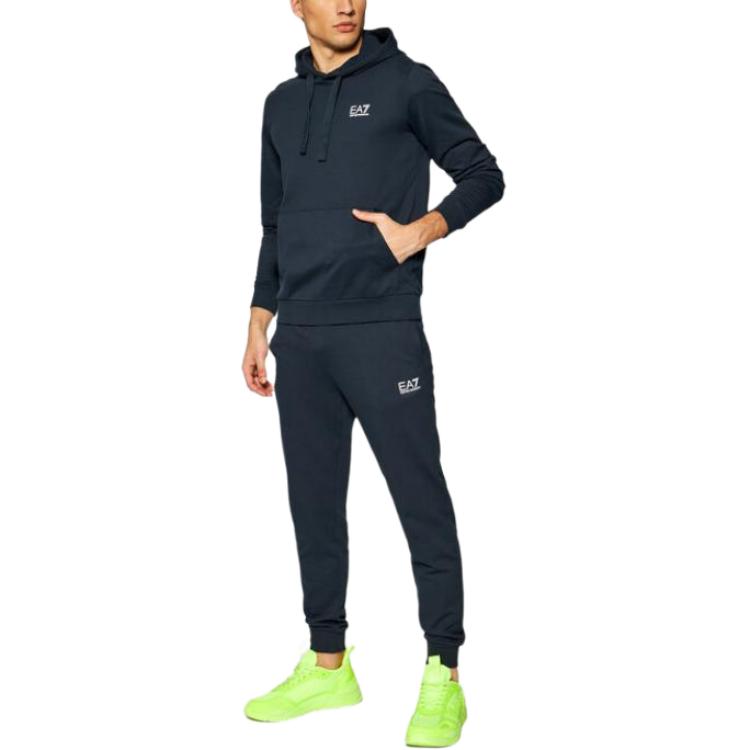 Emporio Armani EA7 Letter Decorated Pocket Hoodie Men hoodies Navy-Blue 8NPM04-PJ05Z-1578