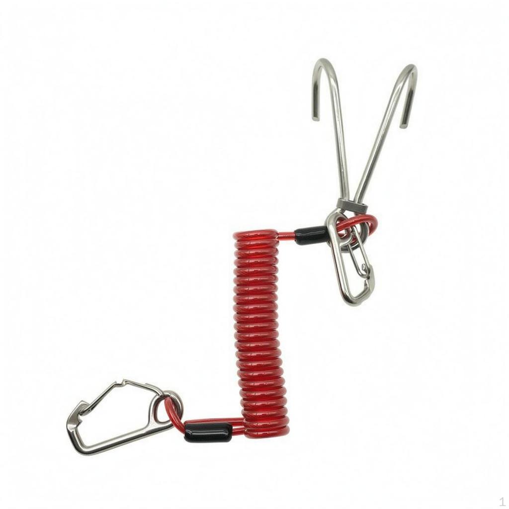 Current Hook Lanyard 316 Stainless Steel Double Resistant Tether for Divers Black