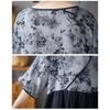 DIMANAF 2025 Plus Size Summer Women Basic Dress Vintage Printing Casual Loose Spliced Long Dress Maxi