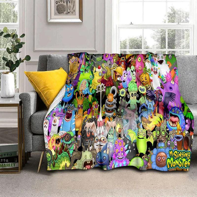 My Singing Monsters Video Game Cartoon 3D Blanket,Soft Throw Blanket for Home Bedroom Bed Sofa Picnic Travel Cover Blanket Kids