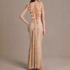 2026 European and American cross-border celebrity dress sequined bead tube suspender fishtail skirt dinner party backless slim dress