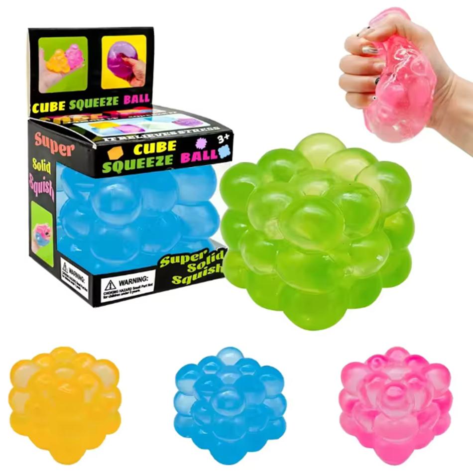 Trending Cube Squish Toy, Soft Jelly Squeeze Stress Relief Fidget Toy, Sensory Toy For Kids & Adults Birthday Gift