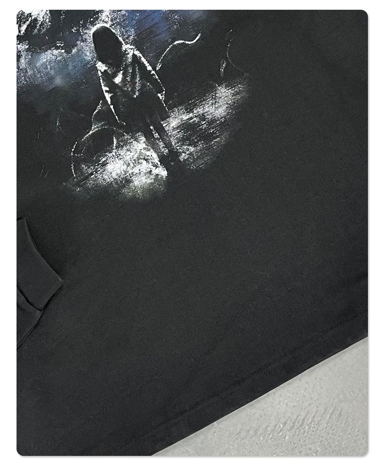 2024 Men's Fashion Long-Sleeve Digital Print Fake Two-Piece Loose Casual Shirt