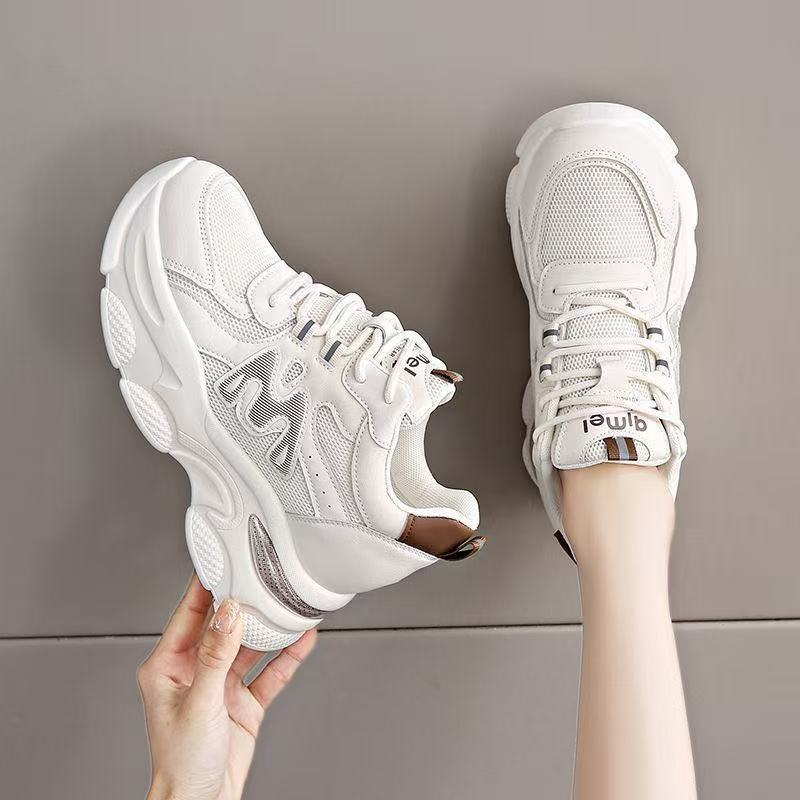 Fashionable Thick soled Dad Shoes Spring and Autumn Women's Casual Sports Shoes Leather Surface Sponge Cake Shoes Women's Shoes