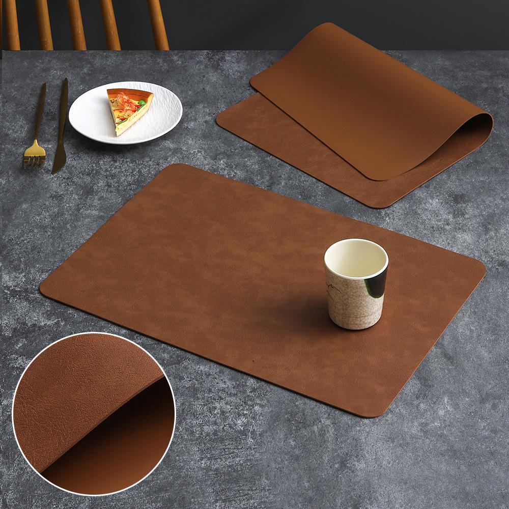 Waterproof Double Layer Cowhide Square Leather Placemat