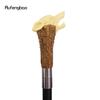 Yellow Resin Wolf Head Tree Root Walking Cane Fashion Decorative Steel Stick Gentleman Elegant Cosplay Cane Knob Crosier 94cm