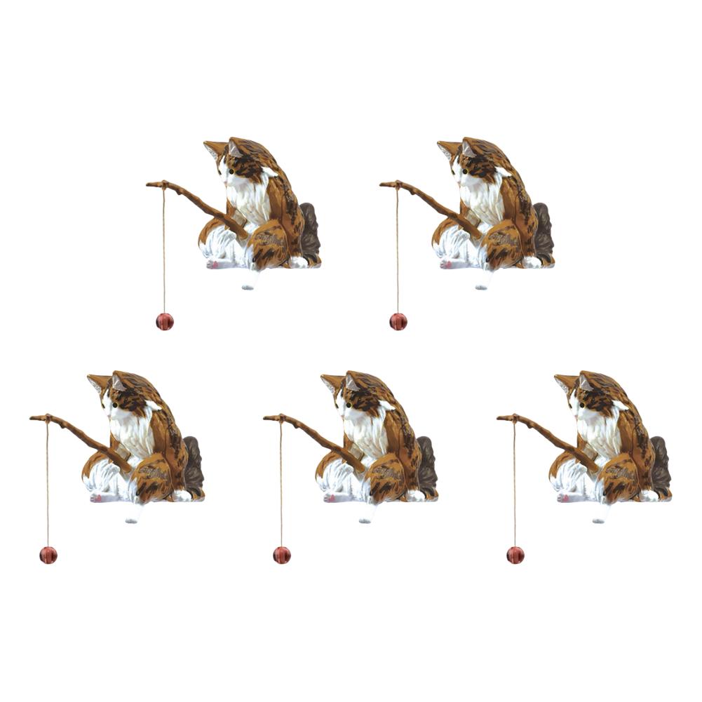 1-5pcs Fishing Cat Ornaments Sitting Fishing Little Cat Statue Fish Landscaping Cartoon Figurine Water Tank Aquarium Decorations