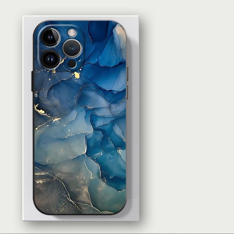 Fashion Marble Blue Case for iPhone 16 15Pro 12 13 14 11 Pro Max XR 7 8 SE XS MAX 12Mini 16 Plus 14Pro 13Pro Phone Cover Capa