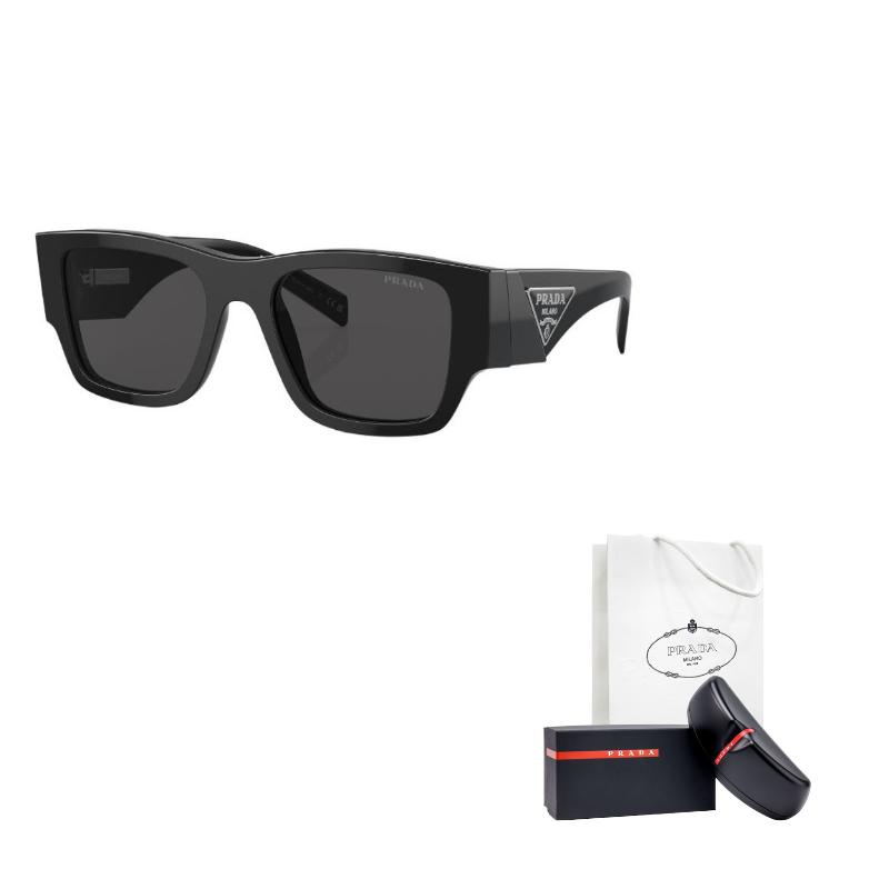 Prada Fashion High-End Triangle Logo Design Acetate Square Sunglasses Unisex sunglasses Black PR-10ZSF-1AB5S0-55-19
