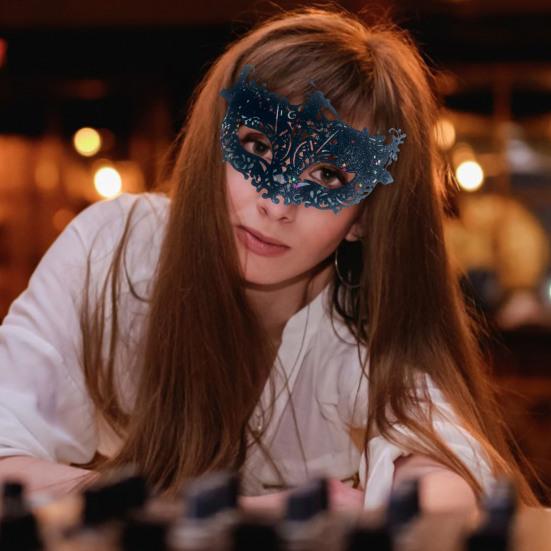 Masque Non-fading Fall Resistant Anti-Scratch Lace Up Half-face Decoration Fox Sequins Hollow Out Cosplay Masque Stage Accessory