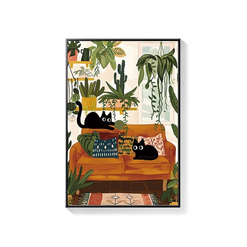 Bathroom Decorative Painting Cat American Retro Toilet Bathroom Canvas Painting Wall Art Poster for Modern Bathroom Home Decor