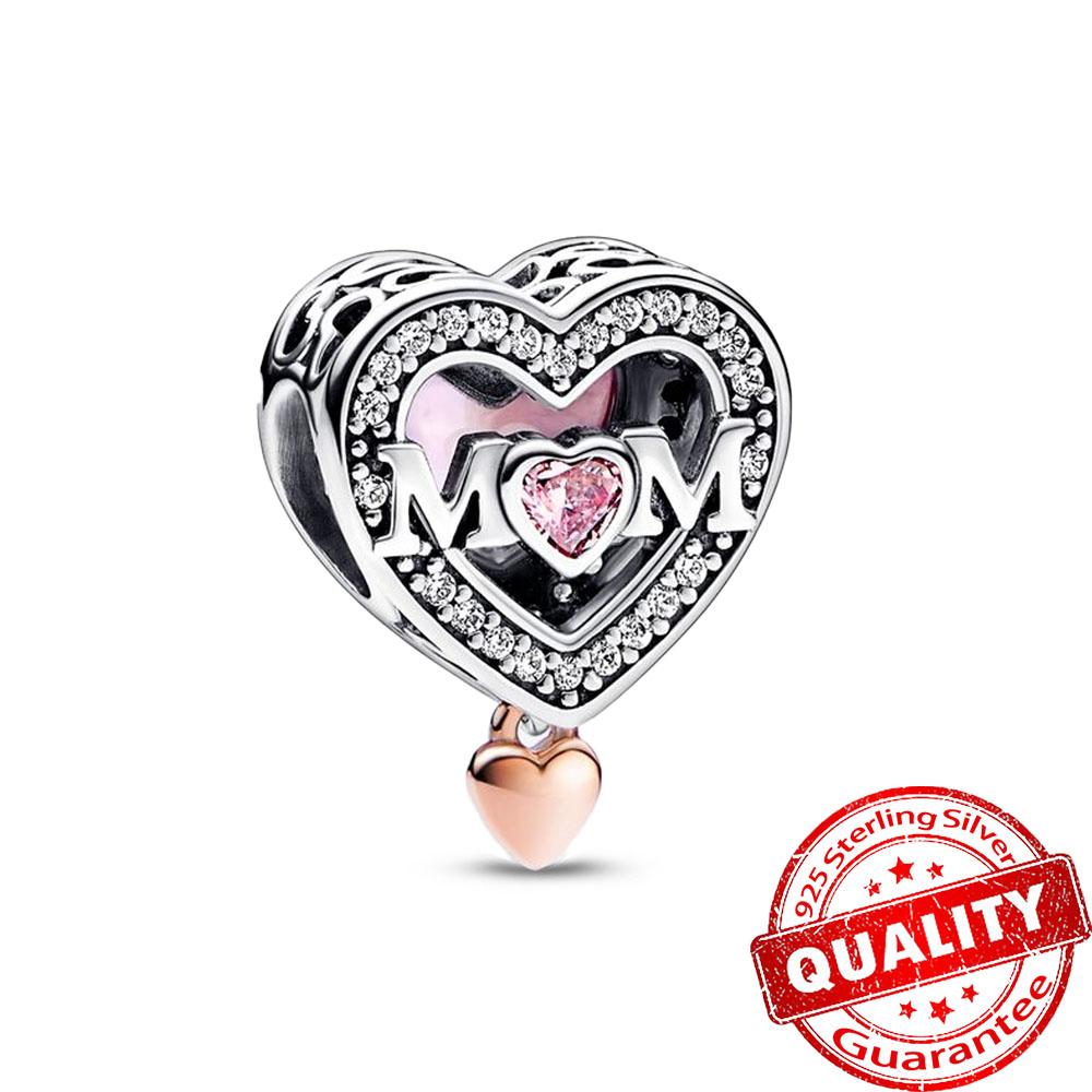 copper Infinite Heart Shape Bead Charms Butterfly Double Dangle Charm Fits Bracelets Rose Gold Plated Pendant Gift