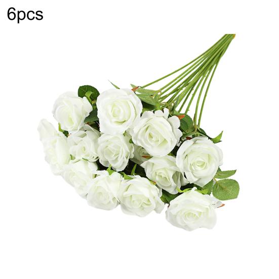 Artificial Rose Flower Realistic Long Stem Faux Silk Rose Bouquet for Valentine's Day Home Wedding Party Centerpiece Flower Arrangement