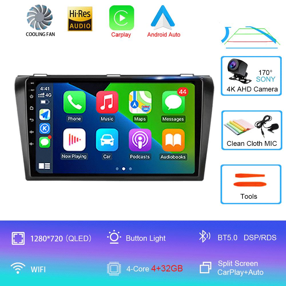 

2 Din Car Radio Android 14 для Mazda 3 2004-2009 Мультимедийный проигрыватель Стерео Навигация с динамиками BOSE Carplay Головное устройство Видео
