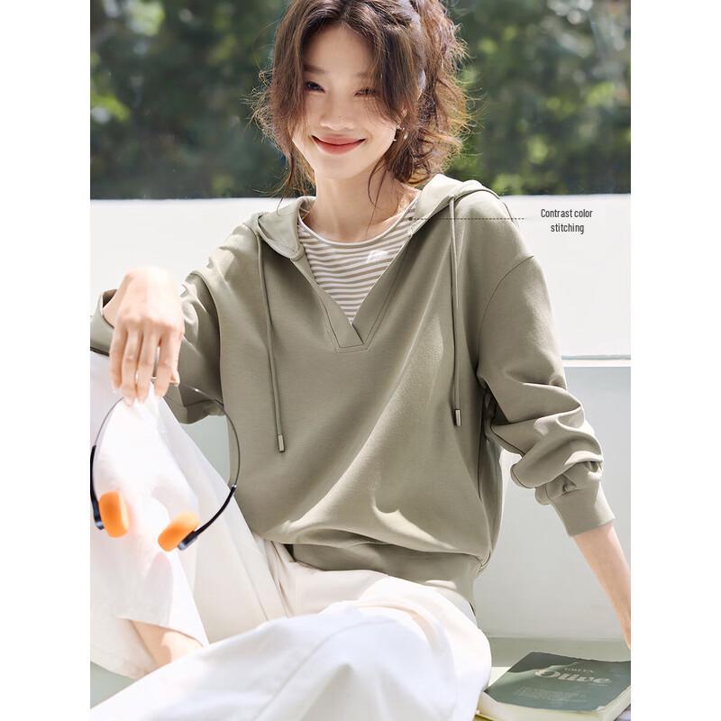 

Women s Casual Spliced Striped Hooded Sweatshirt M