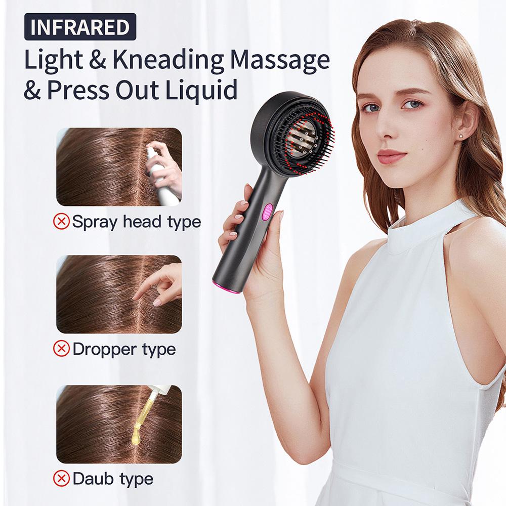 Electric Massage Comb Vibration Red Light Therapy Hair Growth Massage Scalp Massage Brush Anti Hair Loss Liquid Oil Applicator