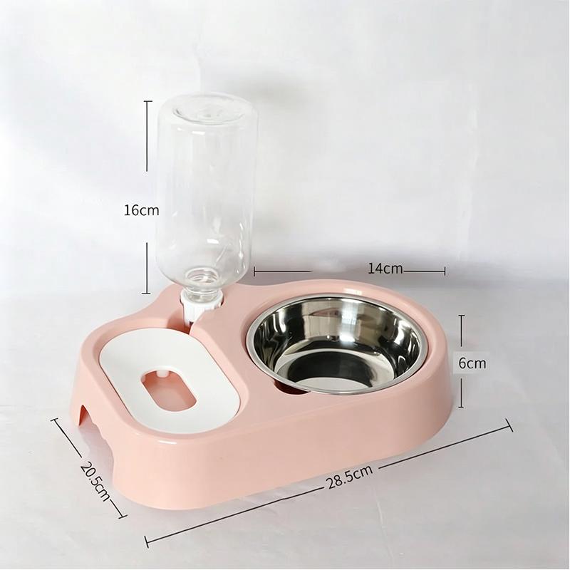 Bowl Style Pet Automatic Water Dispenser Integrated with Water and Feeding Splash Proof and Non Wet Mouth Feeding Basin