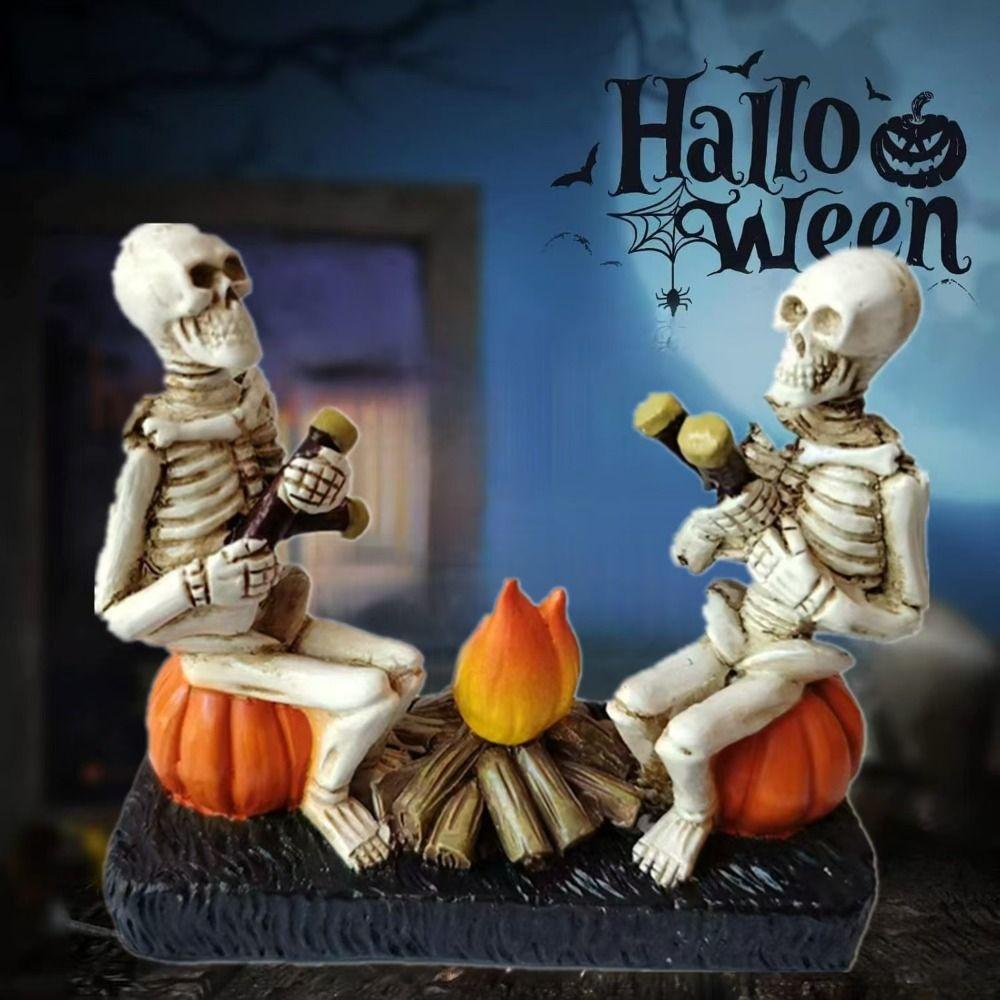 Durable Pumpkin Skull Figurine Resin Halloween Ornament  Office Display
