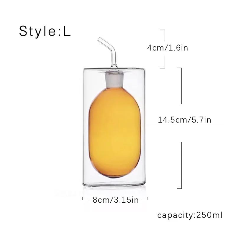 Double Glass Oil Jug Oil Tank Vinegar Jar Seasoning Bottle Olive Oil Jug Kitchen Utensils Transparent Color Seasoning Tools