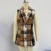 Women Checked Vest Sleeveless Single Breasted Cardigan Turn Down Collar Sizes S-XL Spring Autumn