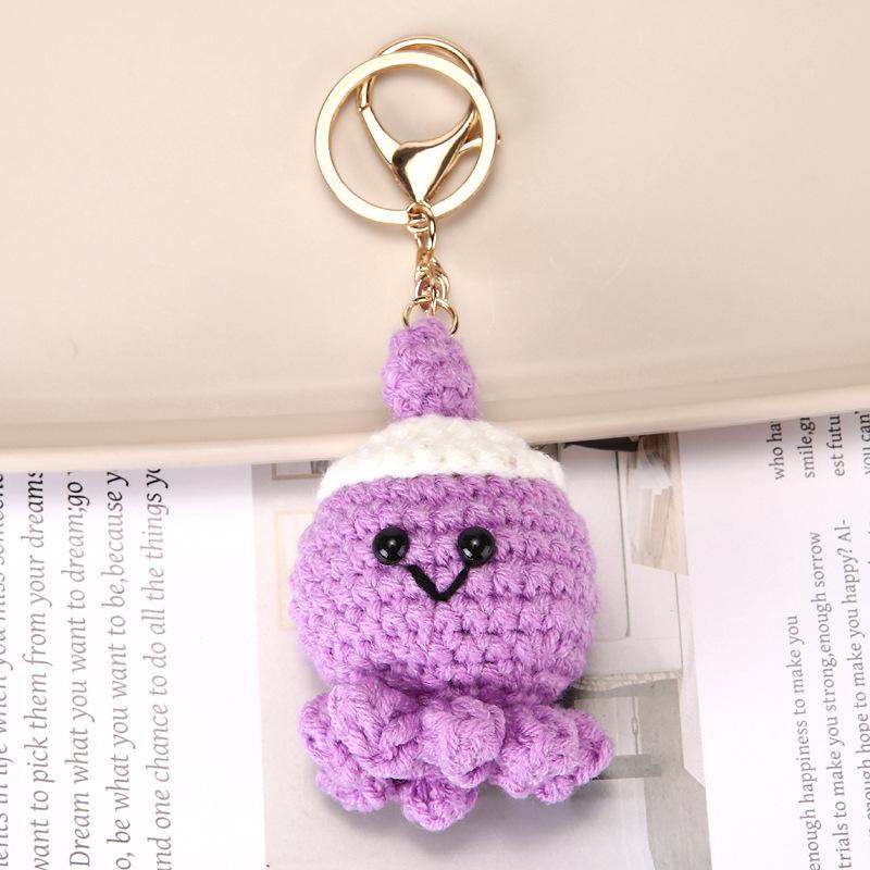 Mini Handgehäkelt Plüsch Oktopus Spielzeug Schlüsselanhänger Gestrickt Gewebe Klein Niedlich Ozean Meerestier Oktopus Schlüsselanhänger Kleine Mini Puppe Anhänger