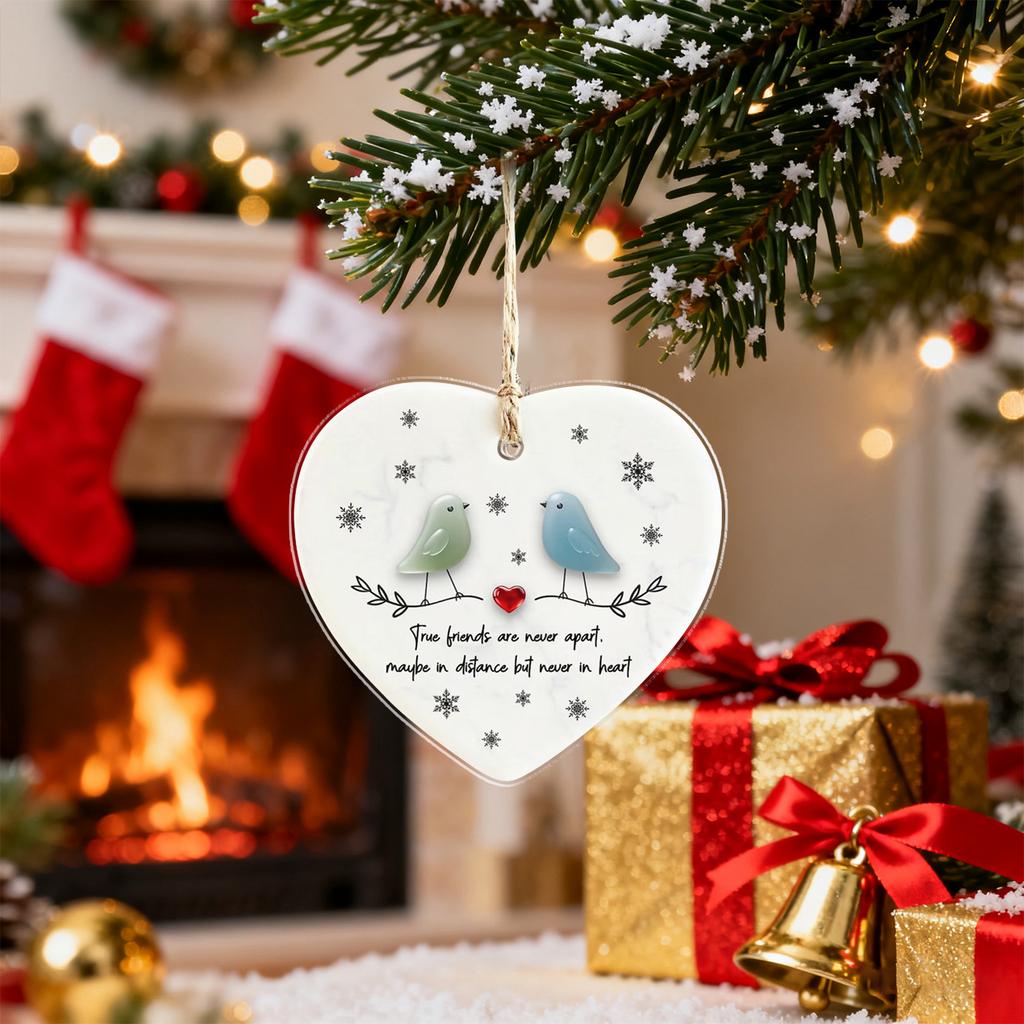 2d Acrylic Heart Shaped Sea Glass Friendship Decor,Friendship Heart Keepsake,Friendship Heart Ornament For Tree Hanging Ornaments,