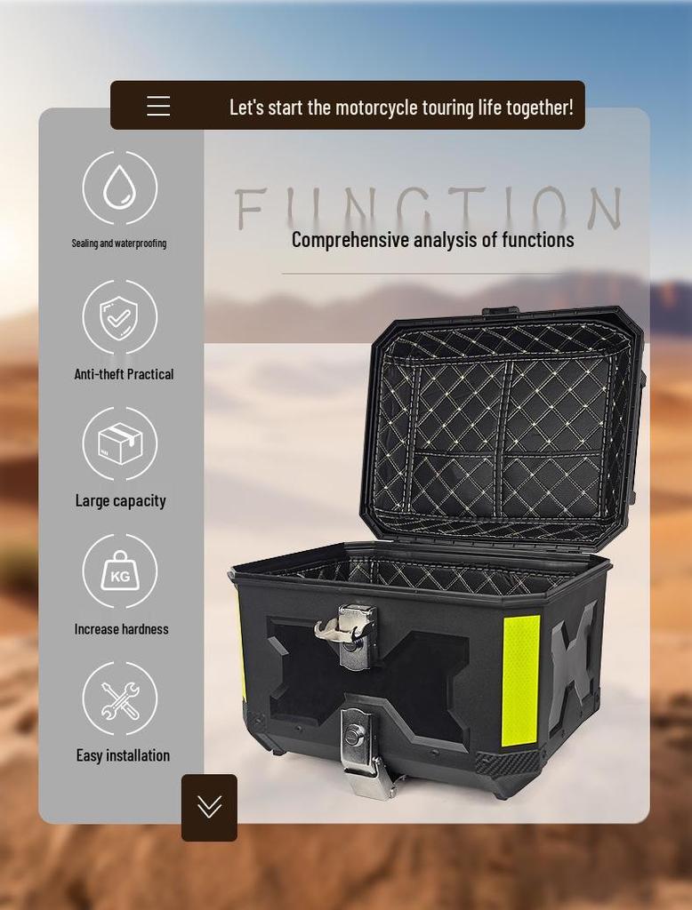 Large Capacity Electric Motorcycle Tail Box: Quick Release & High Strength Rear Storage Trunk for Scooters