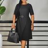 Women's Summer Fashion Temperament Five-quarter Sleeve High Waist Compression Commuter High Waist Pencil Dress