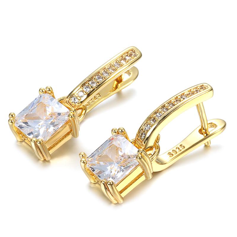 Fashion copper needle wide face zircon super flash exquisite cold wind stud earrings women s earrings