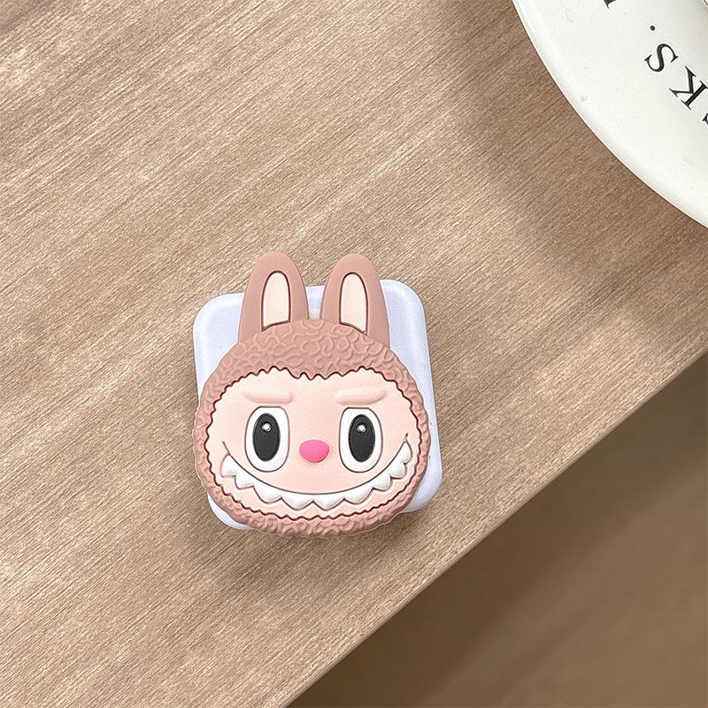 Cartoon Cute Mobile Phone Airbag Bracket Pasted Flip Mirror Telescopic Desktop Support Frame Portable Makeup Mirror Women'S Model