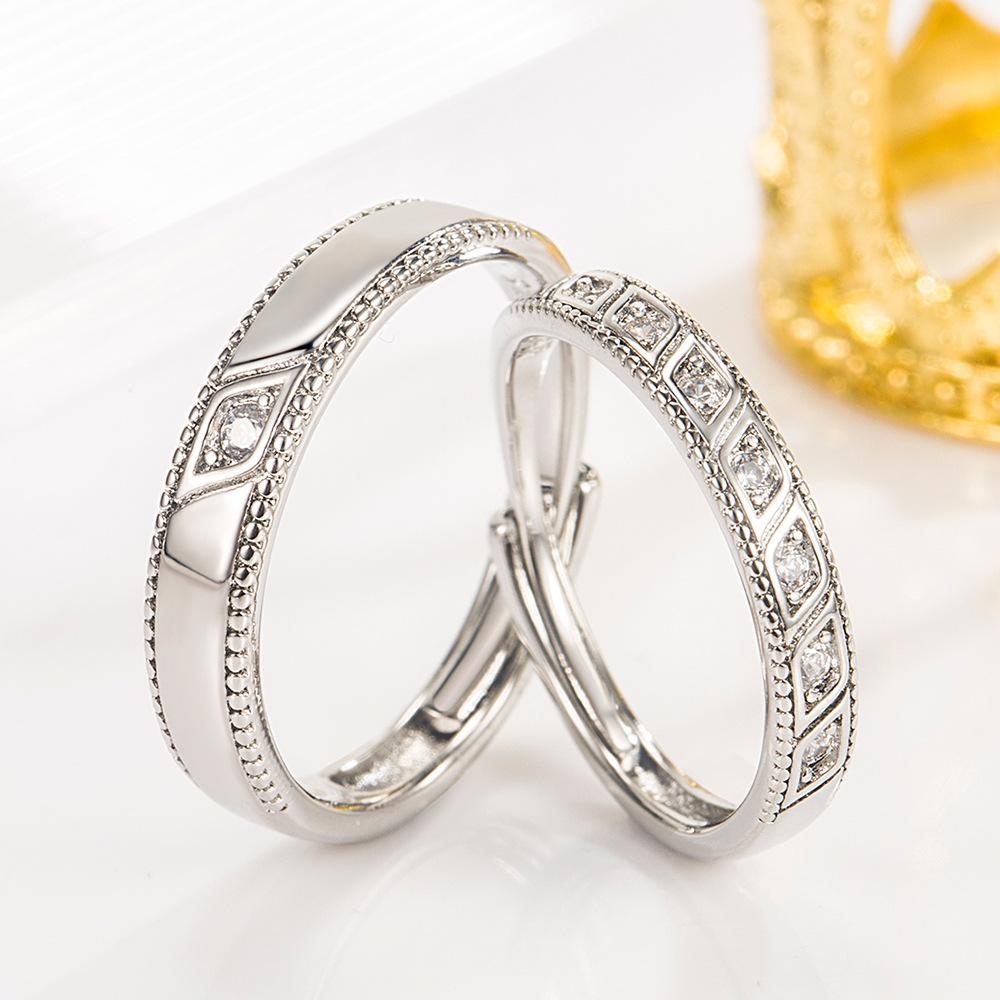 2Pcs 925 Silver Couples Ring Sets Light Polishing Simple Ring for Woman Man Classic Wedding Fine Jewelry Circle