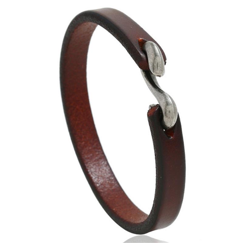 Stylish Punk Rock Retro Distressed Leather Bracelet - Simple & Unique Men's Genuine Cowhide Accessory