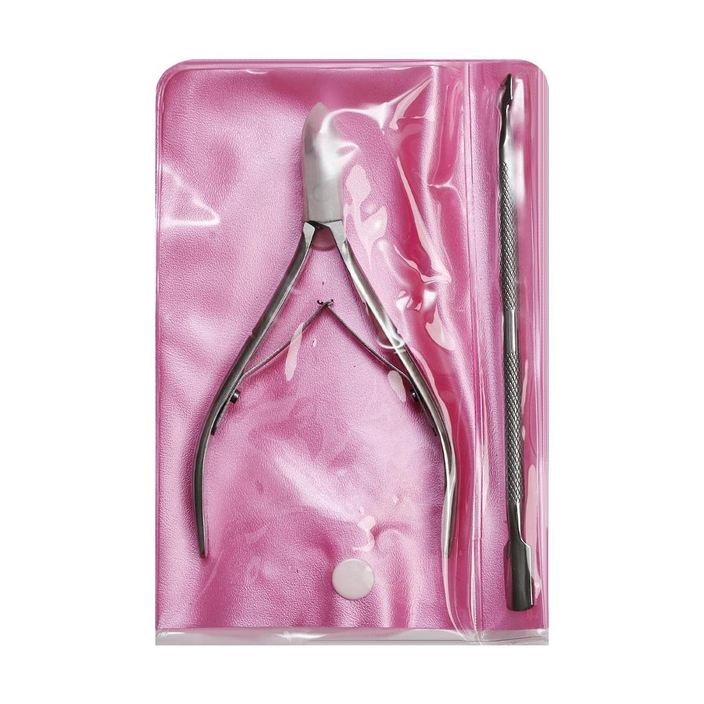 Stainless Steel Cuticle Pusher & Scissors Set - 2-Piece Manicure Tool Kit