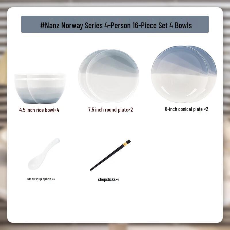 Mode Lanka Nanz Norway 16-Piece Ceramic Dinnerware Set