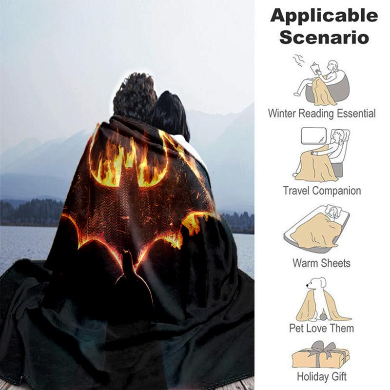 Flaming Batman Symbol Wall Art DecorPrint Blanket, Soft Blanket For Sofa Office Bed And Travelling Daughter Birthday Gift esj287