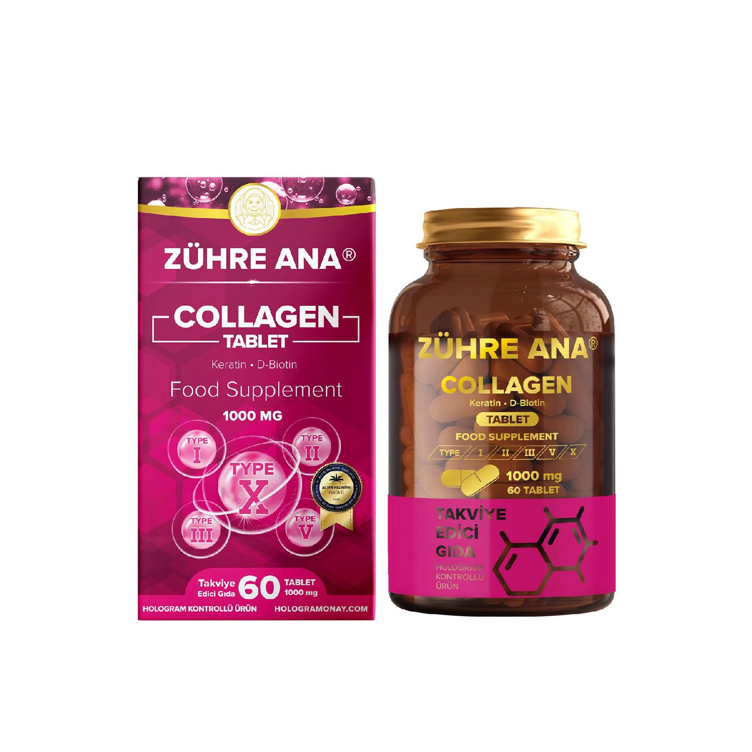 

5 Types Of Hydrolyized Collagen Type 1, Type 2, Type 3, Type 5, Type 10 And Keratin, Biotin 60 Tablet