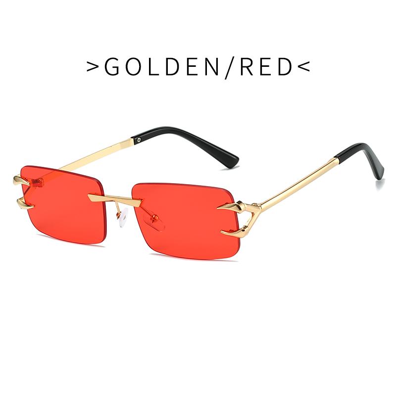 Fashion Rimless Square Double Bridge Sun Glasses Vintage Women Men Sunglasses UV400