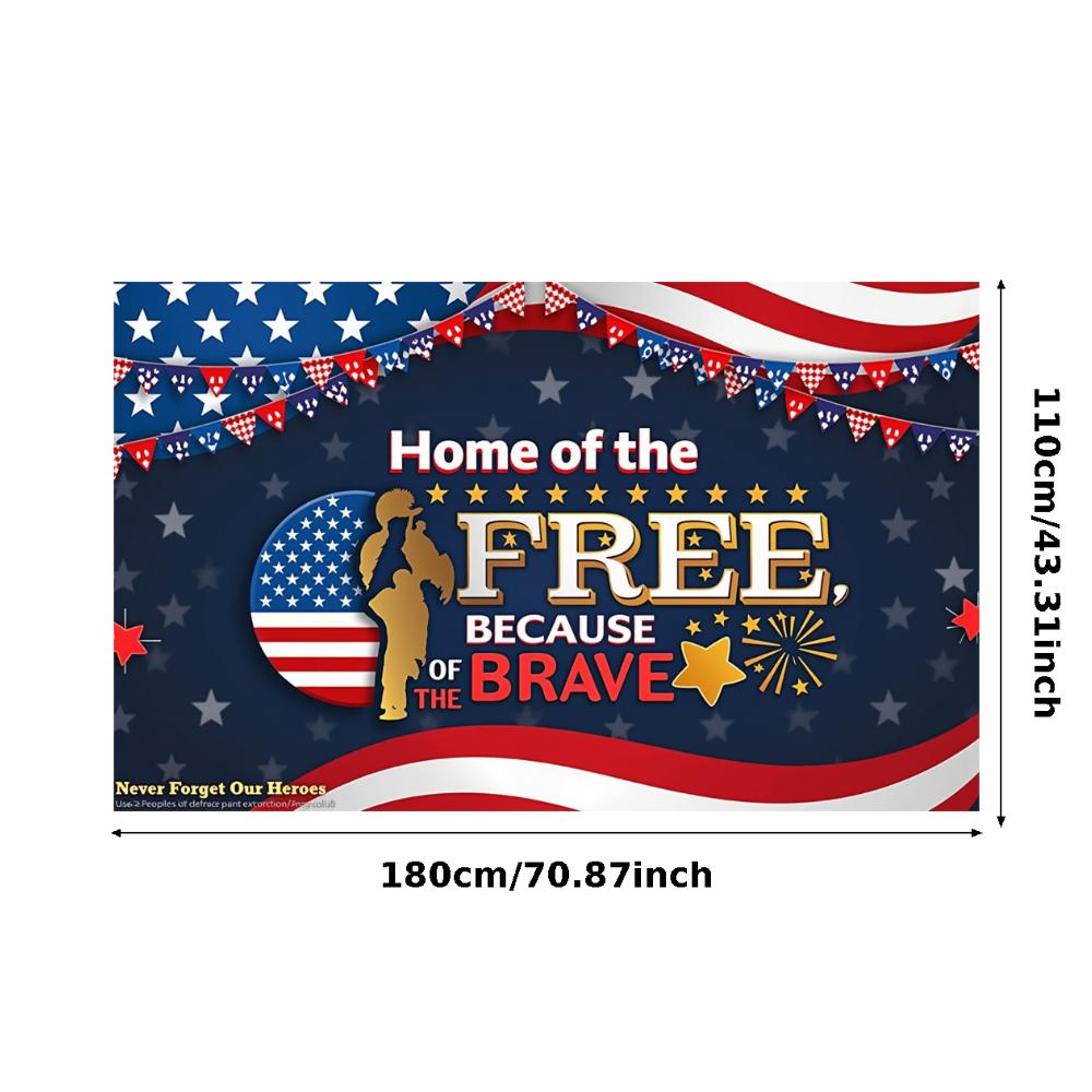 Американский флаг Дизайн Праздничный баннер Декоративные звезды Патриотический баннер Силуэт солдата Легкая ткань