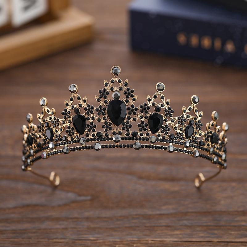 Bridal Crown Colored Rhinestone Headband Baroque Alloy Crown Wedding Dress Accessories Hair Accessories