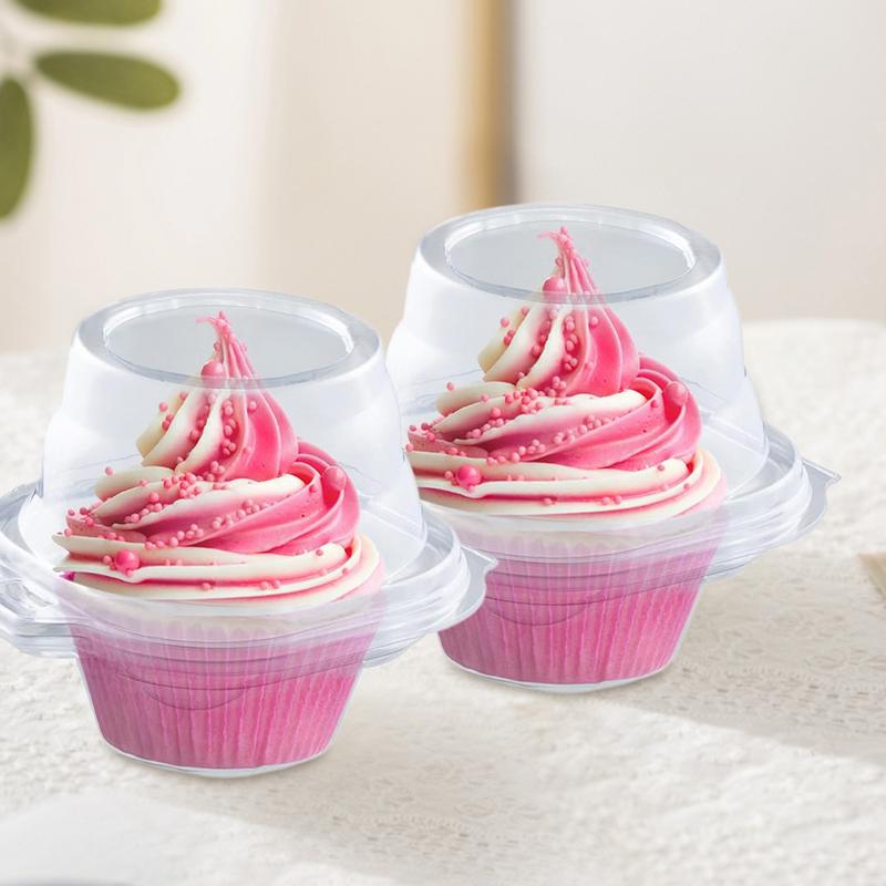 Single Cupcake Holder 50pcs Clear Cupcake Containers Reusable Stackable Dessert Case with Dome Lid Muffins Storage for Parties