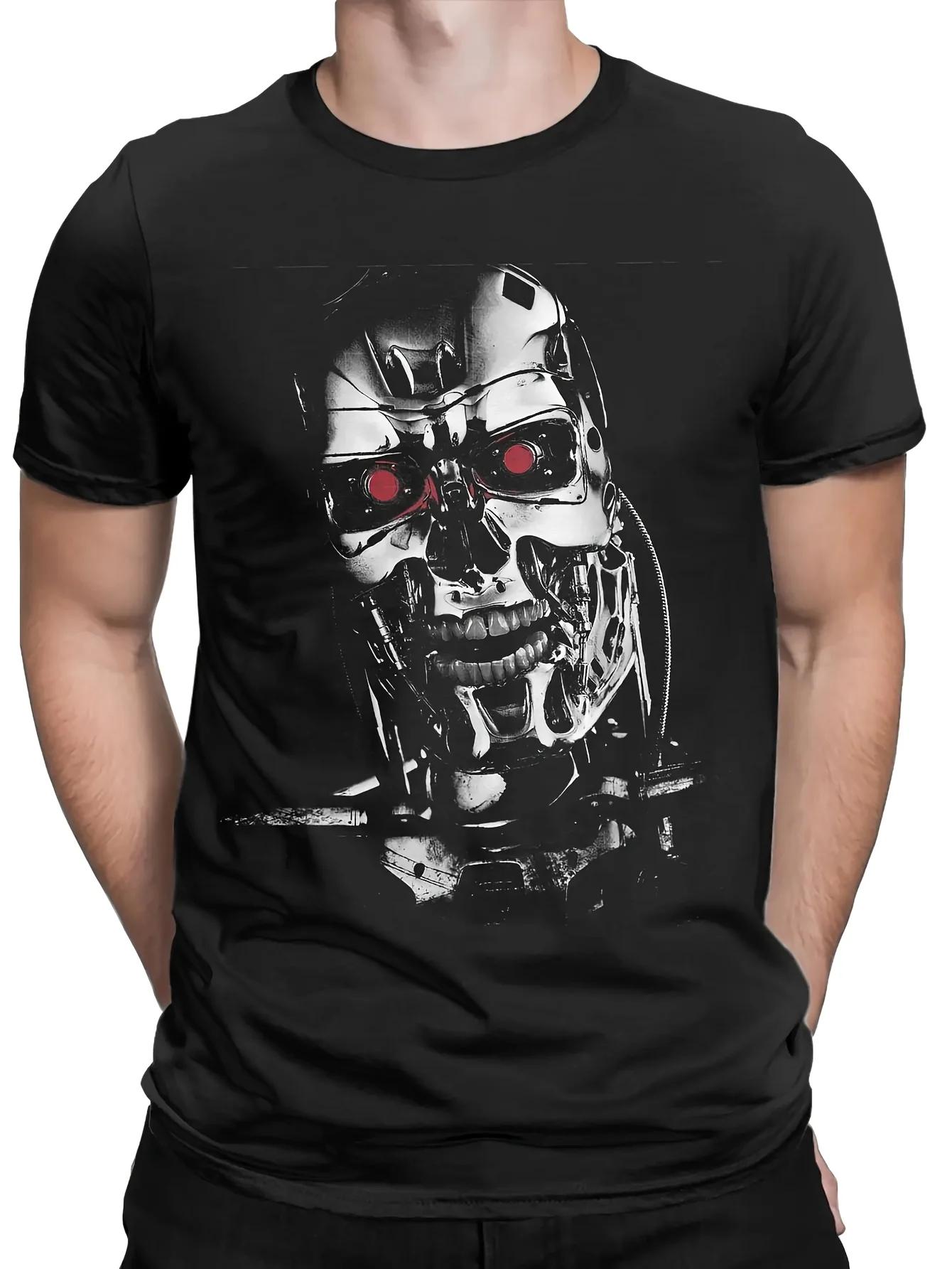 

Men s Terminator T-800 Cybertron System Logo T-shirt Printed Casual Science Fiction Movie Fans and Game Apparel Selection - M... S разноцветный