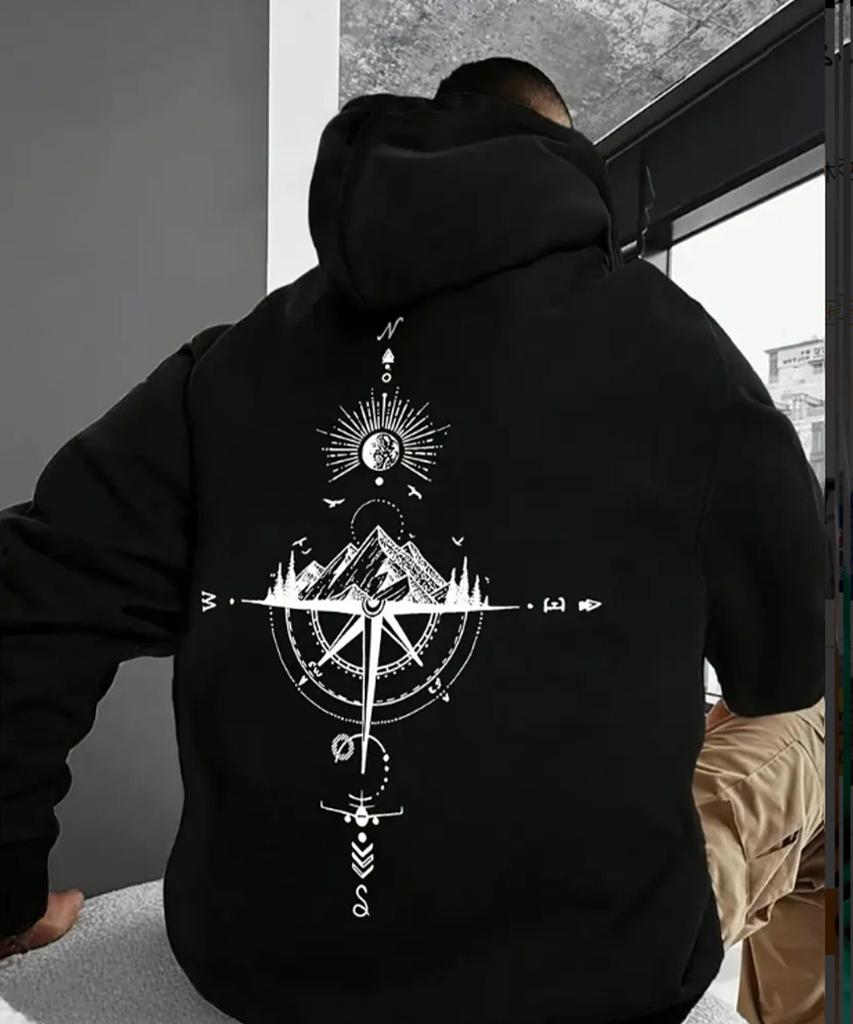 Shi Autumn/Winter Starry Sky Printed Hoodie with Velvet, Versatile Sports and Leisure Loose Hoodie