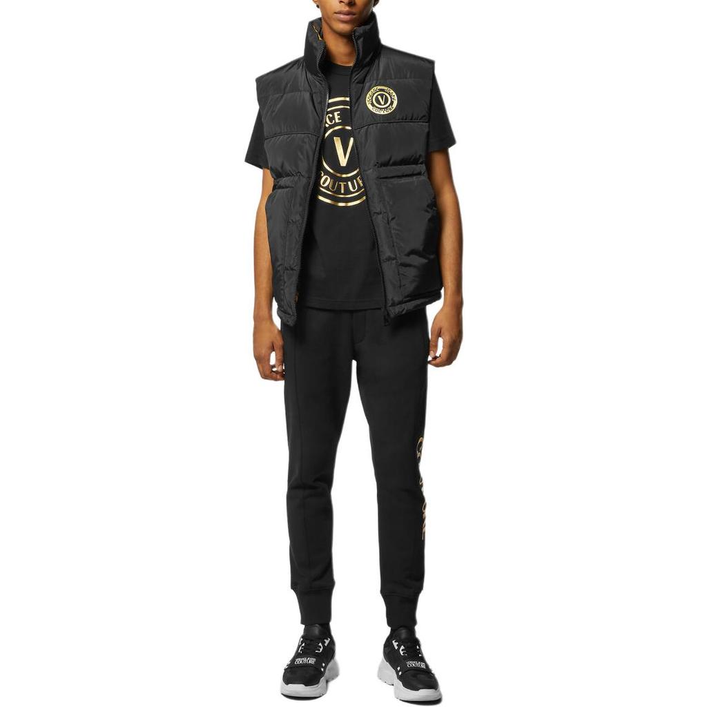 Versace Gold Logo Printed Drawstring Long Casual Pants Men bottoms Black 76GAAT00-CF01T-G89