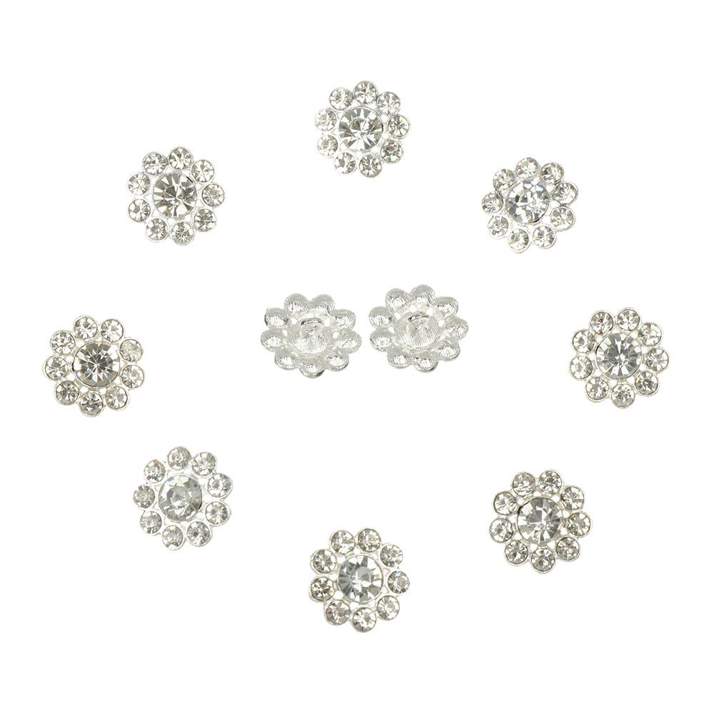 10Pcs/Set Clothing Accessories Needlework DIY Craft Decoration Scrapbook Accessories Shirt Buttons Metal Rhinestone Buttons